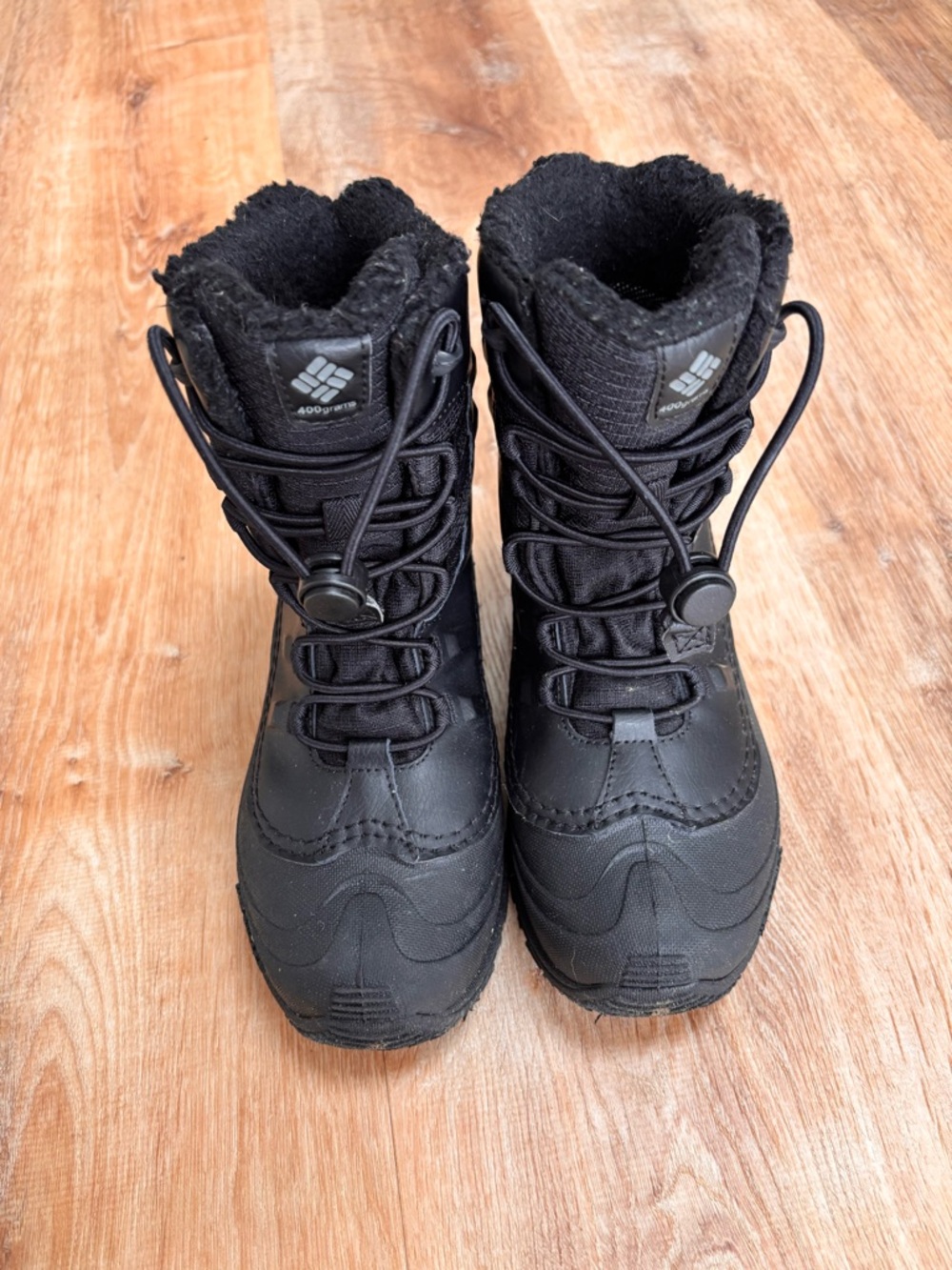 Columbia Kids Black Insulated Snow Boots with Bungee Lacing